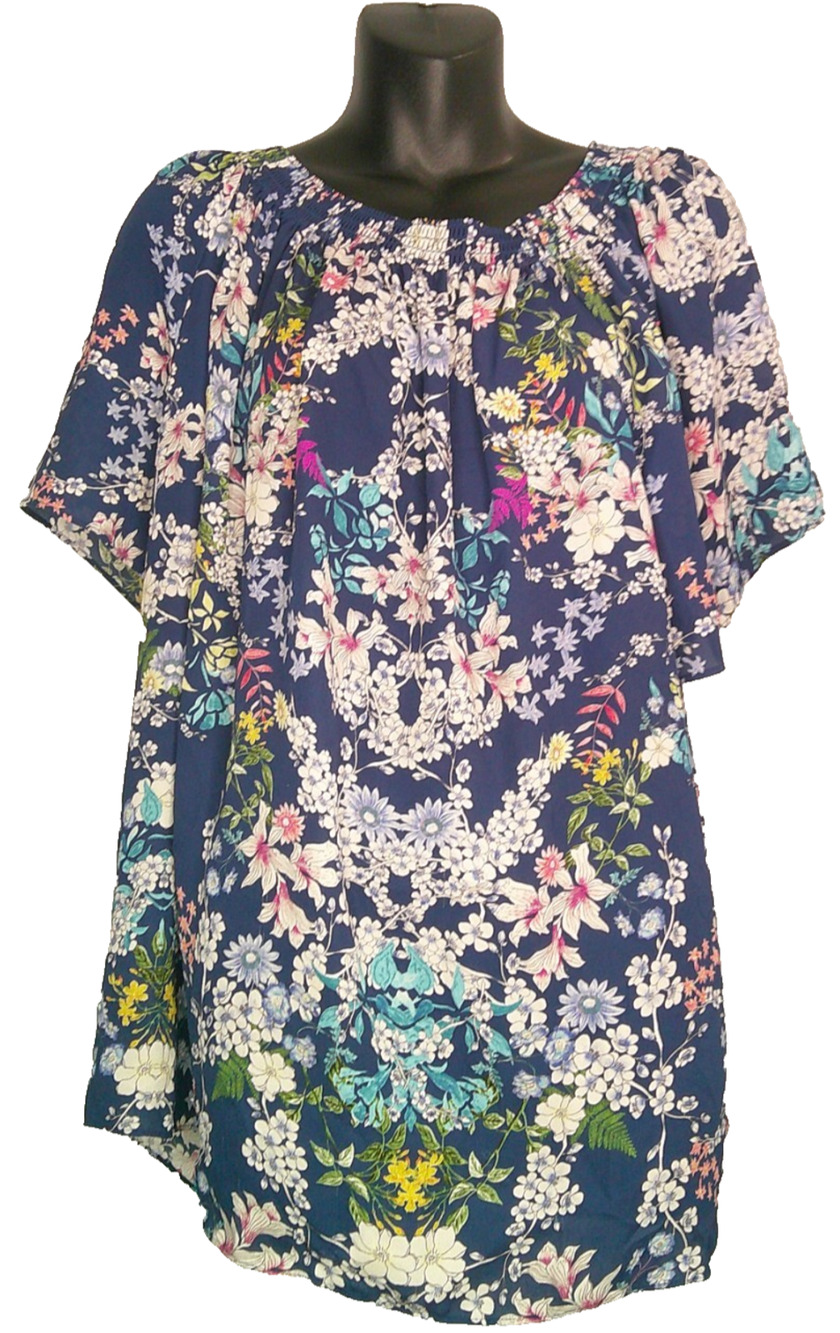 Violet + Claire Blue Floral Off the Shoulder Short Sleeve Blouse Women's 3X